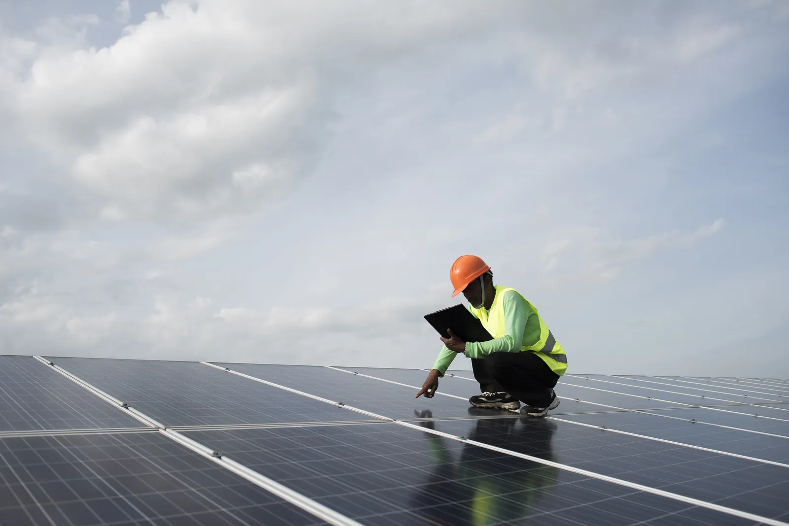 Rooftop solar installation being commissioned in Gauteng